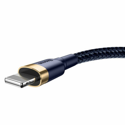 Cable de Datos y Carga USB-A - Lightning Baseus Cafule, 18W, 1m, Azul Dorado CALKLF-BV3