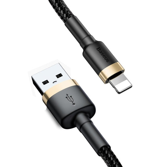 Cable de Datos y Carga USB-A - Lightning Baseus Cafule, 18W, 2m, Dorado CALKLF-CV1