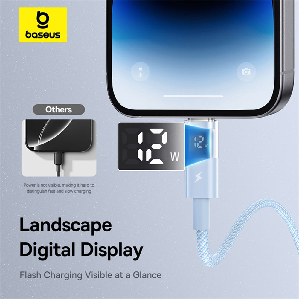 Cable de Datos y Carga USB-A - Lightning Baseus Display 2, 12W, 2m, Azul P10382700311-01