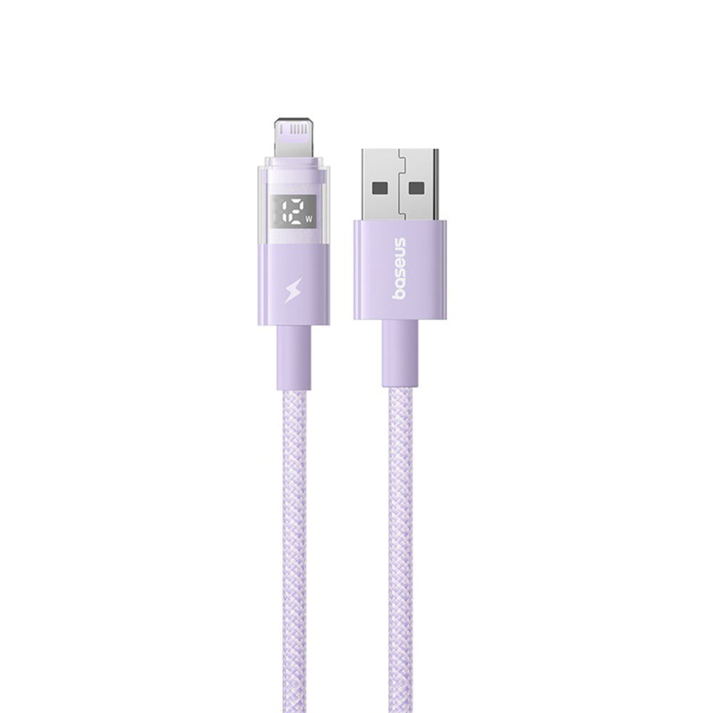 Cable de Datos y Carga USB-A - Lightning Baseus Display 2, 12W, 1m, Morado P10382700511-00