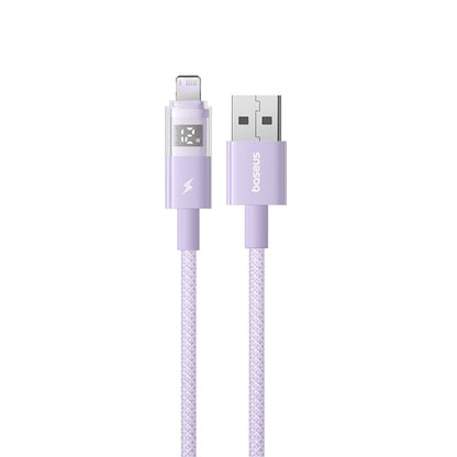 Cable de Datos y Carga USB-A - Lightning Baseus Display 2, 12W, 1m, Morado P10382700511-00