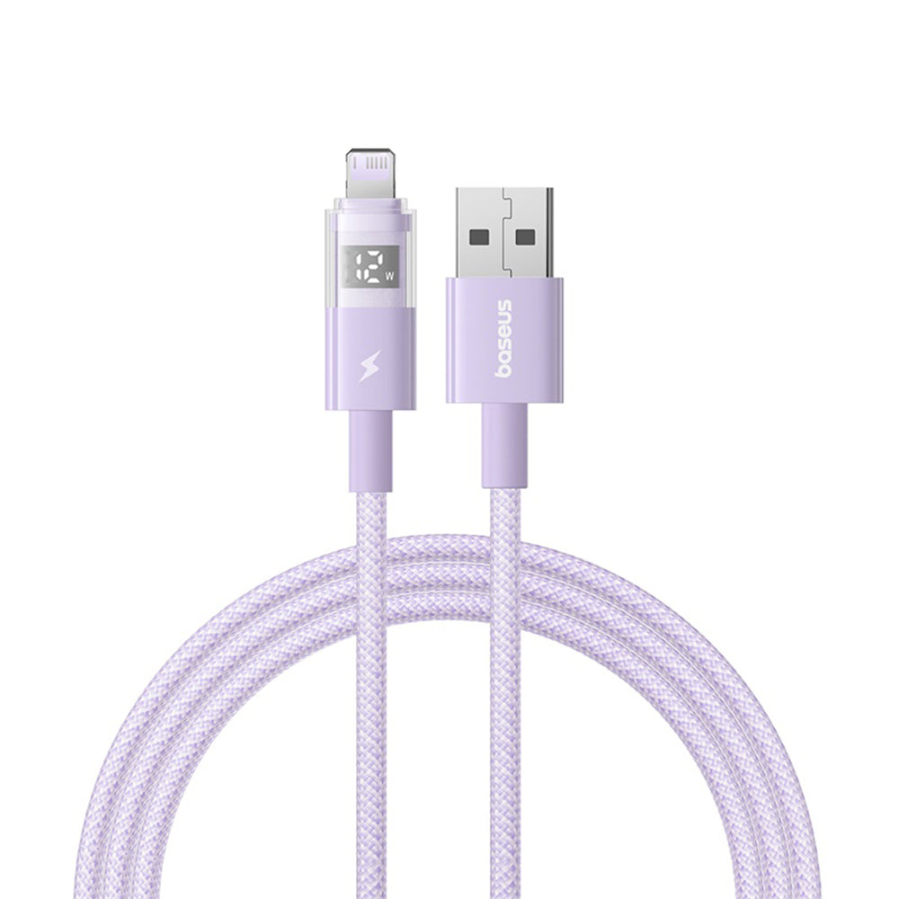 Cable de Datos y Carga USB-A - Lightning Baseus Display 2, 12W, 1m, Morado P10382700511-00