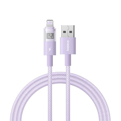 Cable de Datos y Carga USB-A - Lightning Baseus Display 2, 12W, 1m, Morado P10382700511-00