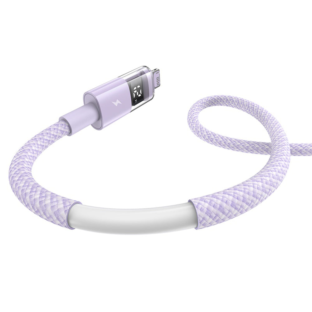Cable de Datos y Carga USB-A - Lightning Baseus Display 2, 12W, 1m, Morado P10382700511-00