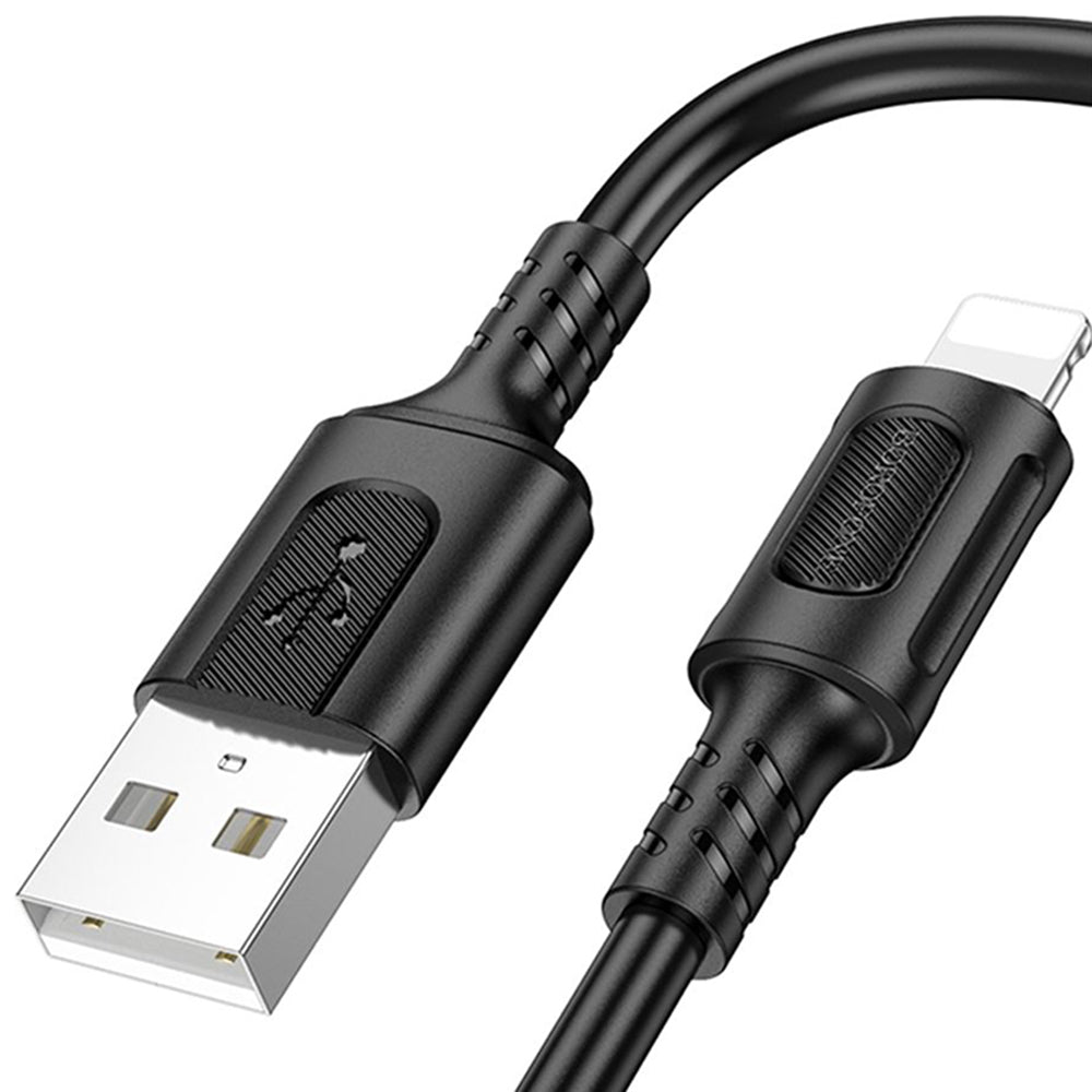 Cable de Datos y Carga USB-A - Lightning Borofone BX111 Feliz, 18W, 1m, Negro