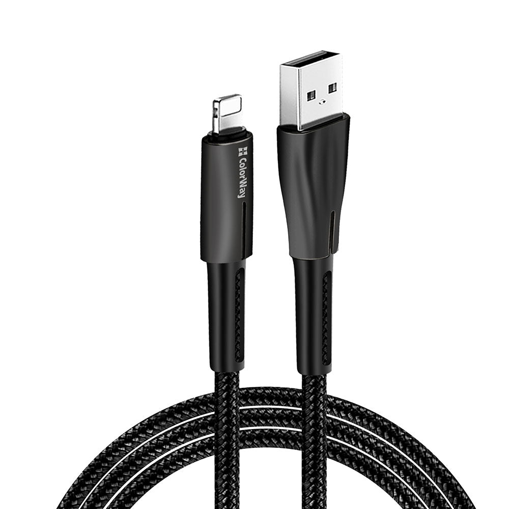 Cable de Datos y Carga USB-A - Lightning ColorWay CW-CBUL035, 18W, 1m, Negro