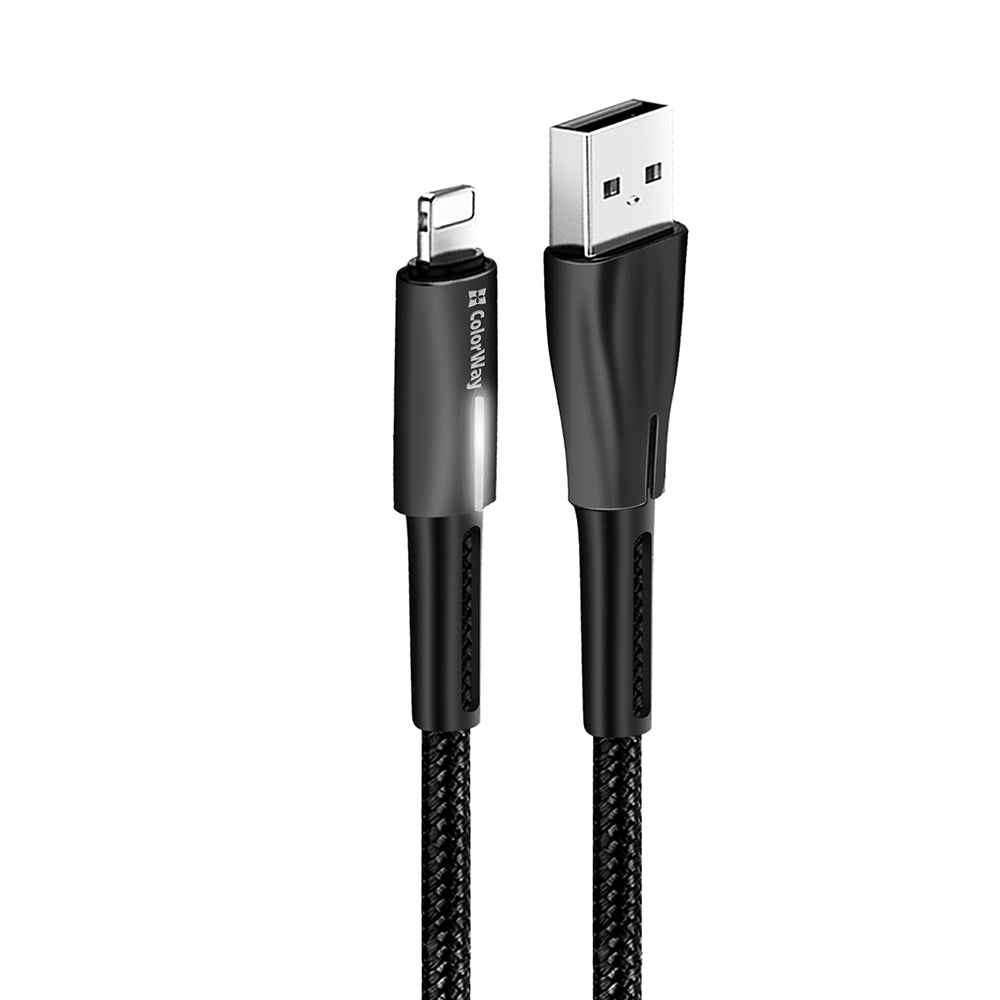 Cable de Datos y Carga USB-A - Lightning ColorWay CW-CBUL035, 18W, 1m, Negro
