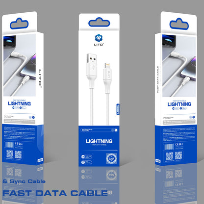 Cable de Datos y Carga USB-A - Lightning Lito LD06L, 18W, 1m, Blanco