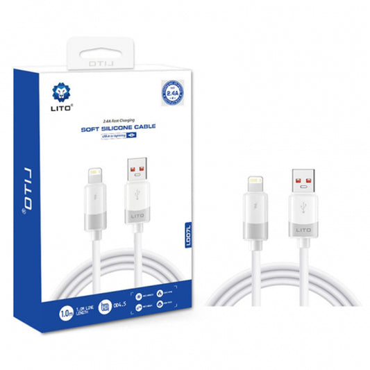 Cable de Datos y Carga USB-A - Lightning Lito LD07, 60W, 1m, Blanco