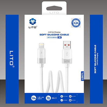 Cable de Datos y Carga USB-A - Lightning Lito LD07, 60W, 1m, Blanco