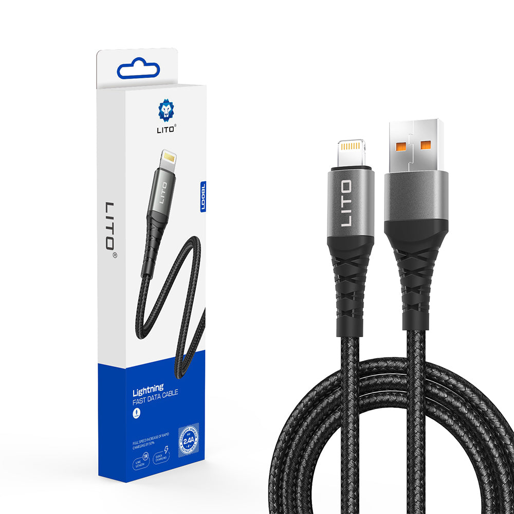 Cable de Datos y Carga USB-A - Lightning Lito LD08L, 18W, 1m, Negro