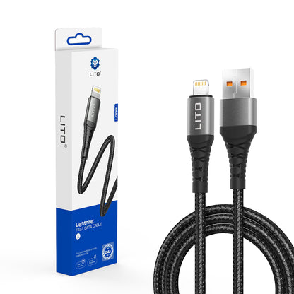 Cable de Datos y Carga USB-A - Lightning Lito LD08L, 18W, 1m, Negro