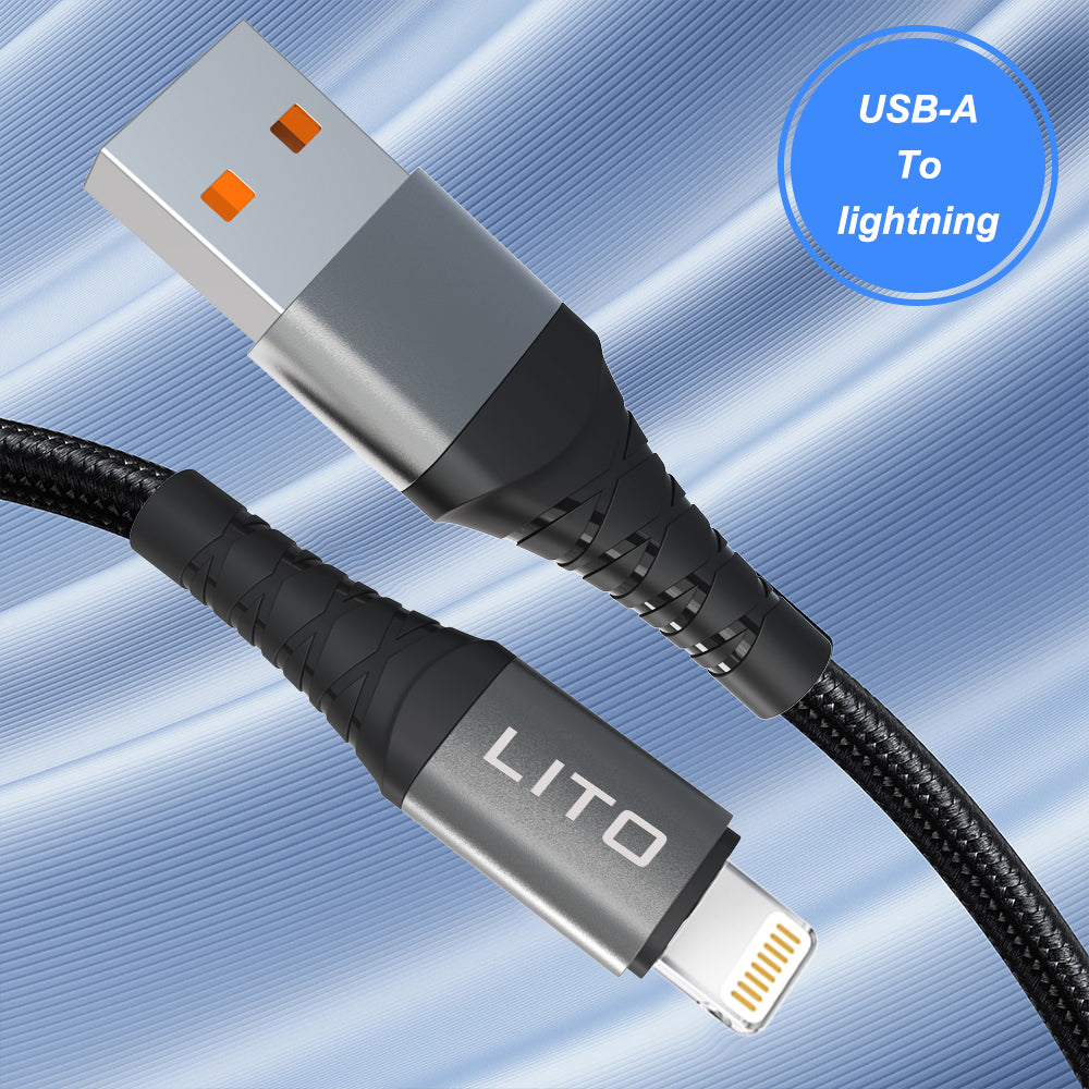 Cable de Datos y Carga USB-A - Lightning Lito LD08L, 18W, 1m, Negro