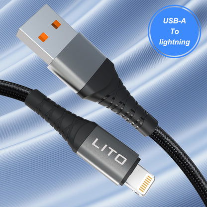 Cable de Datos y Carga USB-A - Lightning Lito LD08L, 18W, 1m, Negro
