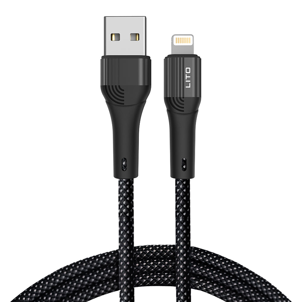 Cable de Datos y Carga USB-A - Lightning Lito LD14, 18W, 1m, Negro