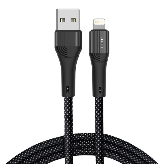 Cable de Datos y Carga USB-A - Lightning Lito LD14, 18W, 1m, Negro