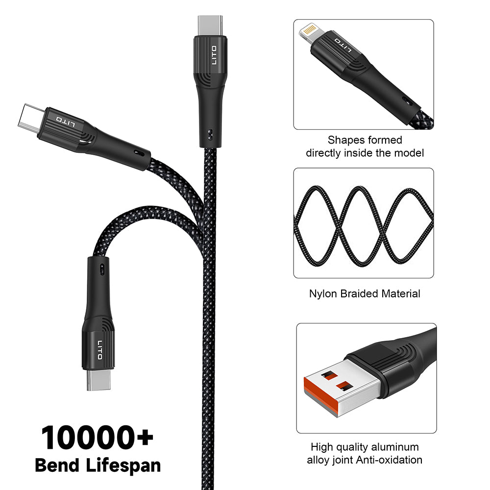 Cable de Datos y Carga USB-A - Lightning Lito LD14, 18W, 1m, Negro
