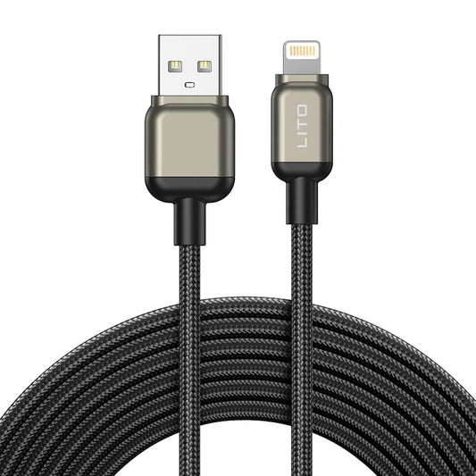 Cable de Datos y Carga USB-A - Lightning Lito LD17, 18W, 1m, Negro
