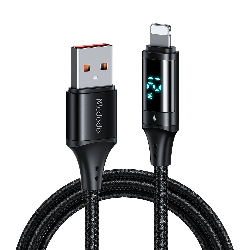 Cable de Datos y Carga USB-A - Lightning McDodo CA-1060 Display, 12W, 1.2m, Negro