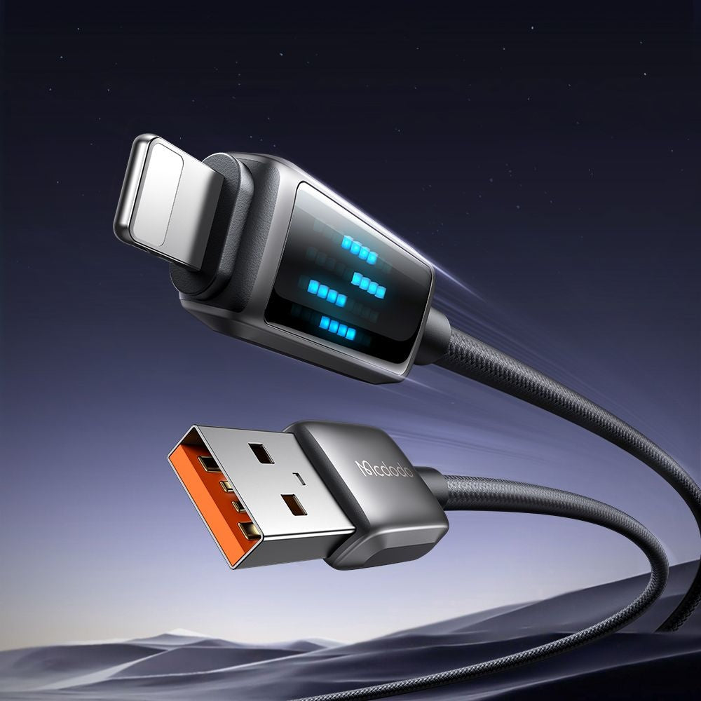 Cable de Datos y Carga USB-A - Lightning McDodo CA-5250 Display, 18W, 1.2m, Negro