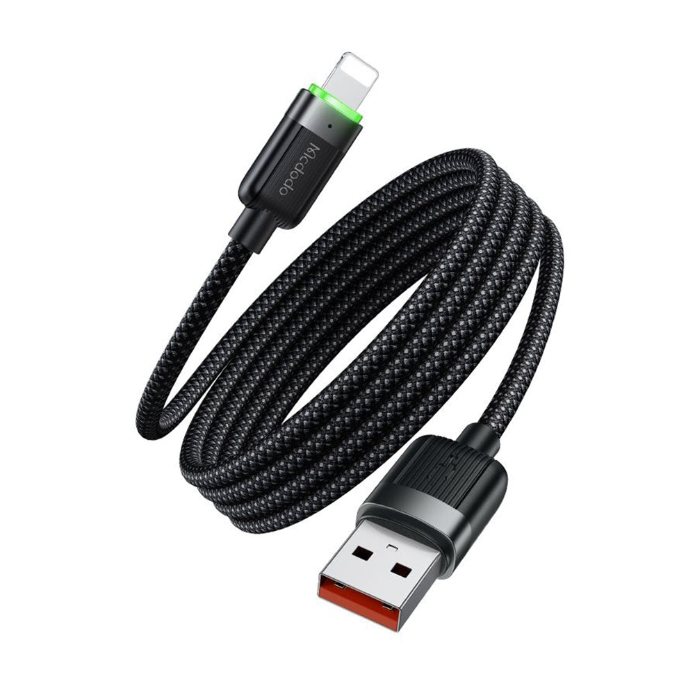Cable de Datos y Carga USB-A - Lightning McDodo CA-6000 Autoenrollable, 18W, 1.2m, Negro