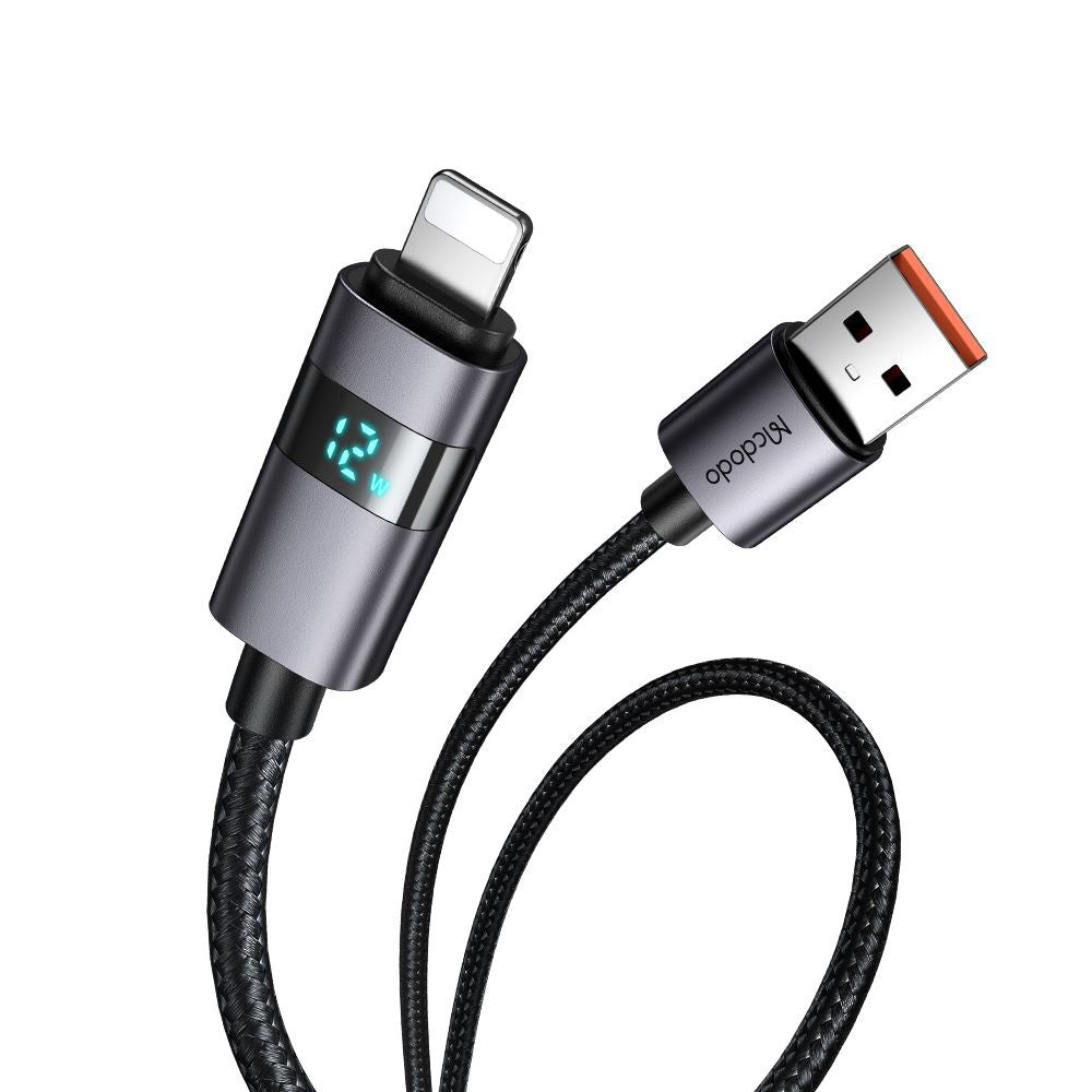 Cable de Datos y Carga USB-A - Lightning McDodo CA-6490 Display, 18W, 1.2m, Negro