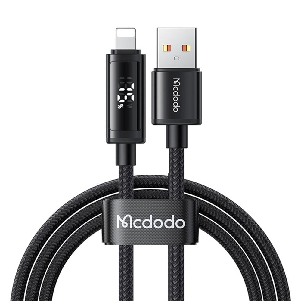 Cable de Datos y Carga USB-A - Lightning McDodo CA-7970 Display, 18W, 1.2m, Negro