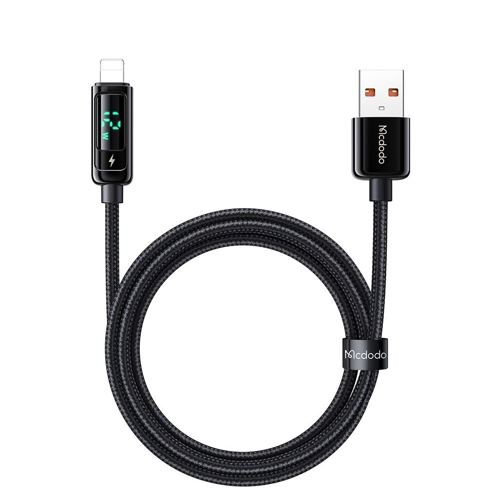 Cable de Datos y Carga USB-A - Lightning McDodo CA-9940 Display, 12W, 1.2m, Negro