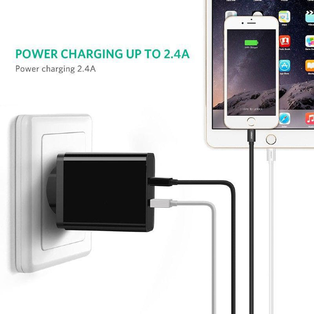 Cable de Datos y Carga USB-A - Lightning UGREEN 80823, 18W, 2m, Negro