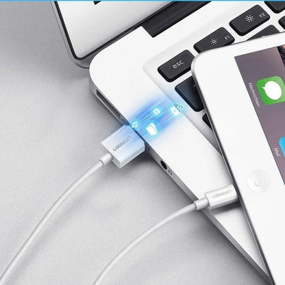 Cable de Datos y Carga USB-A - Lightning UGREEN US155 (20730), 18W, 2m, Blanco