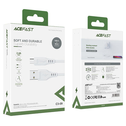 Cable de Datos y Carga USB-A - microUSB Acefast C3-09, 18W, 1.2m, Blanco
