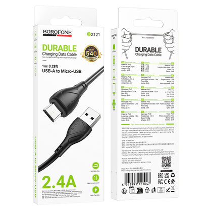 Cable de Datos y Carga USB-A - microUSB Borofone BX121 Energy, 18W, 1m, Negro