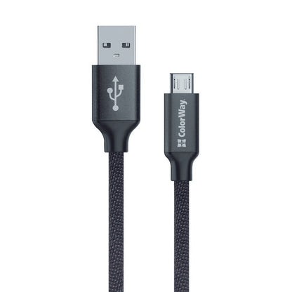 Cable de Datos y Carga USB-A - microUSB ColorWay CW-CBUM002, 18W, 1m, Negro