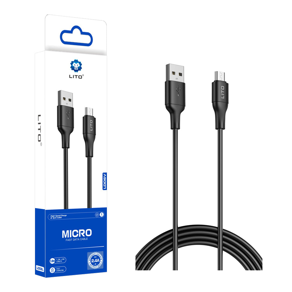 Cable de Datos y Carga USB-A - microUSB Lito LD06V, 18W, 1m, Negro