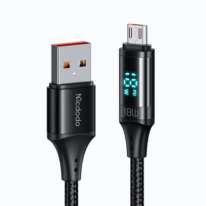 Cable de Datos y Carga USB-A - microUSB McDodo CA-1070 Display, 18W, 1.2m, Negro