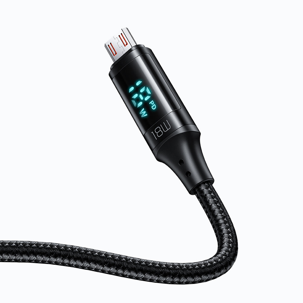 Cable de Datos y Carga USB-A - microUSB McDodo CA-1070 Display, 18W, 1.2m, Negro