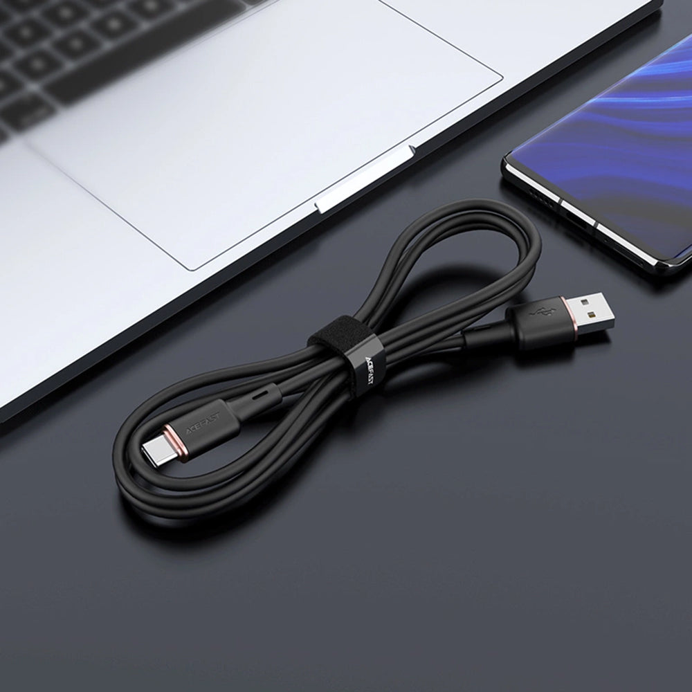 USB-A to USB-C Data and Charging Cable Acefast C2-04, 18W, 1.2m, Black