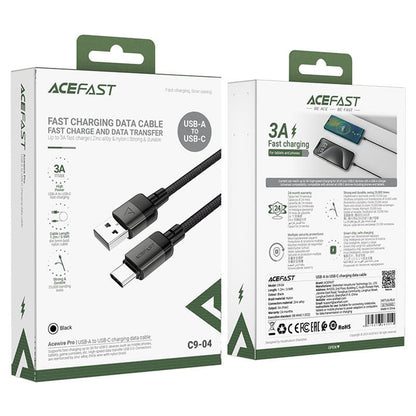 USB-A to USB-C Data and Charging Cable Acefast C9-04, 18W, 1.2m, Black