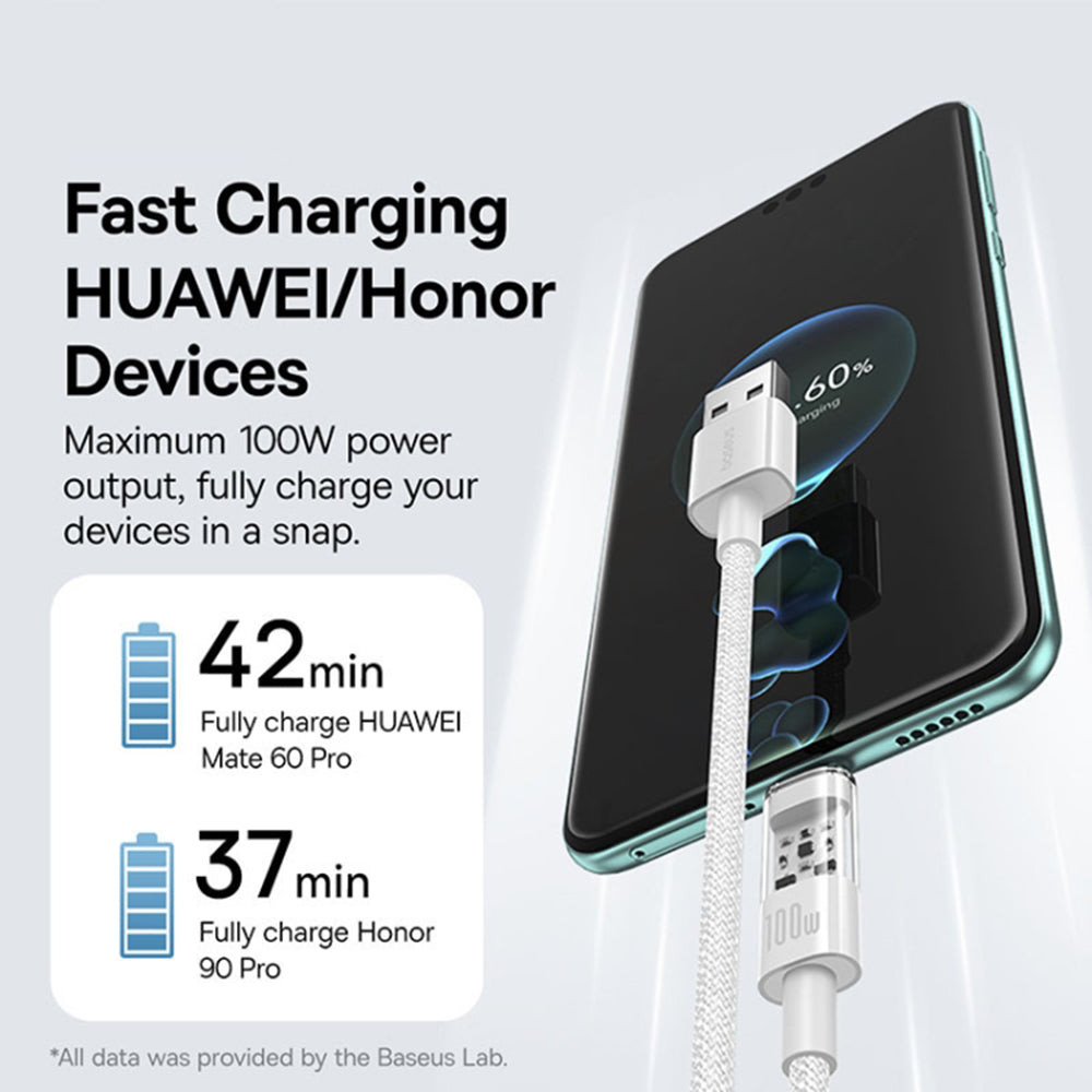 Cable de Datos y Carga USB-A - USB-C Baseus Gem, 100W, 1m, Blanco P10373002211-00