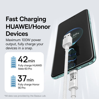 Cable de Datos y Carga USB-A - USB-C Baseus Gem, 100W, 1m, Blanco P10373002211-00