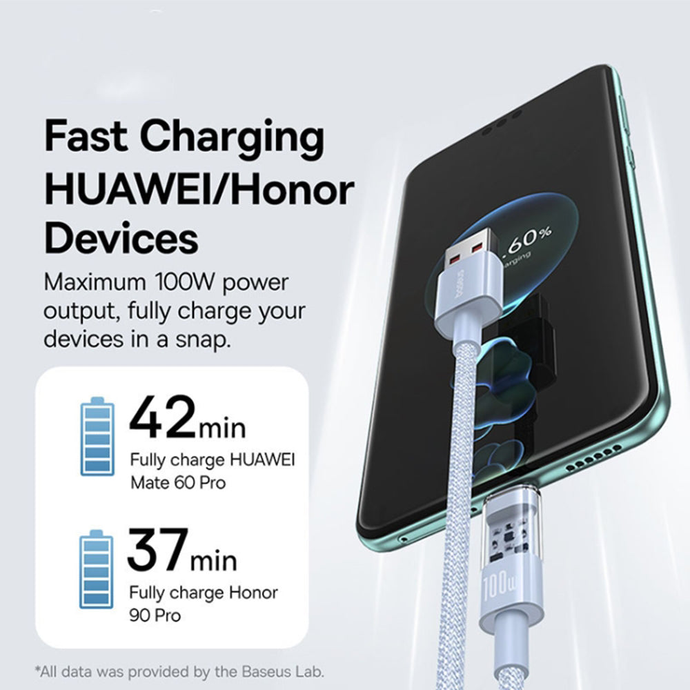 USB-A to USB-C Baseus Gem Data and Charging Cable, 100W, 1m, Blue P10373002311-00
