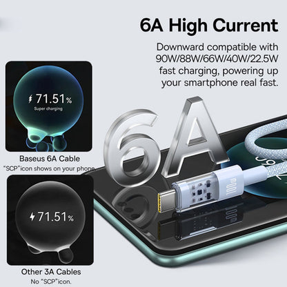 Cable de Datos y Carga USB-A - USB-C Baseus Gem, 100W, 2m, Azul P10373002311-01