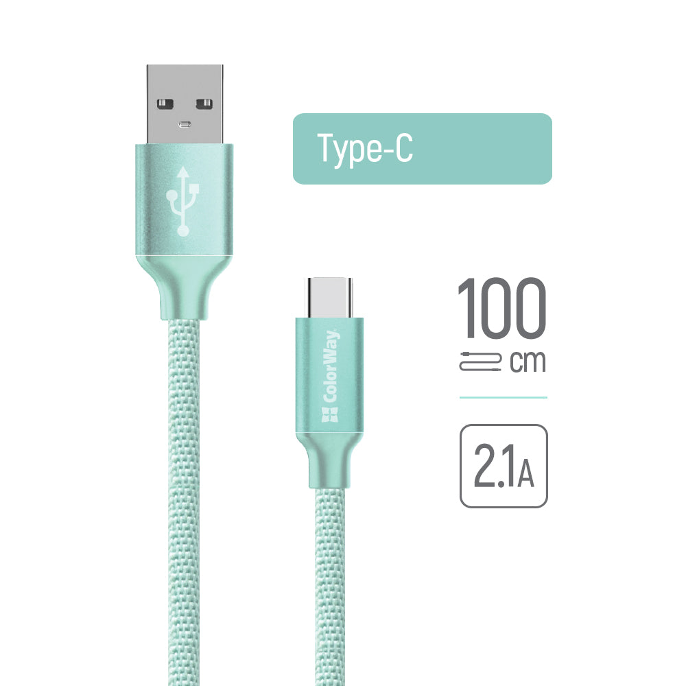 Cable de Datos y Carga USB-A - USB-C ColorWay CW-CBUC003, 18W, 1m, Verde