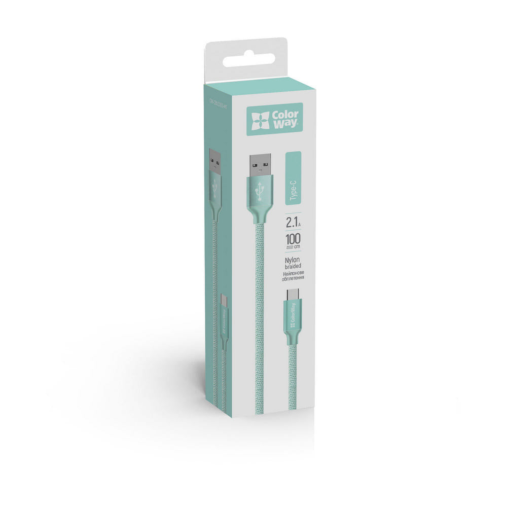 Cable de Datos y Carga USB-A - USB-C ColorWay CW-CBUC003, 18W, 1m, Verde