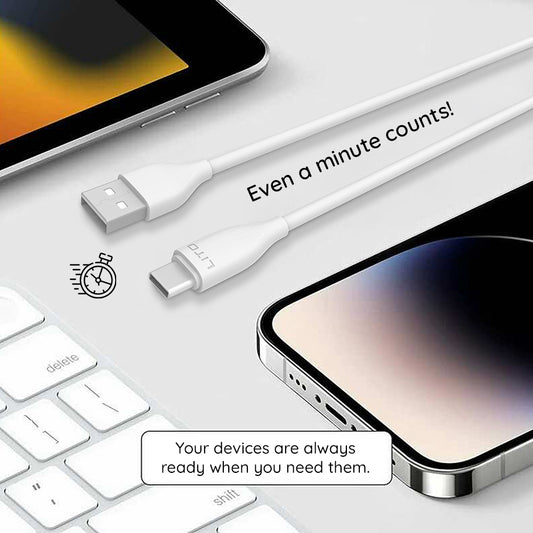 Cable de Datos y Carga USB-A - USB-C Lito LD03T, 18W, 1m, Blanco