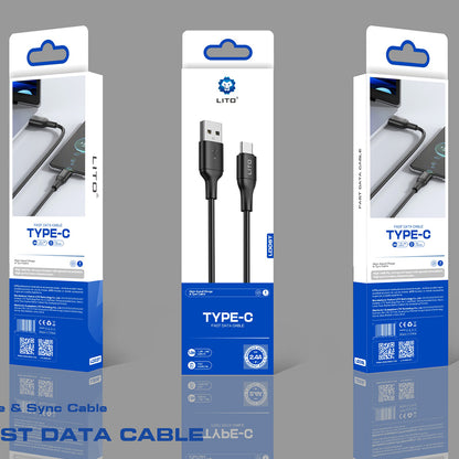 Cable de Datos y Carga USB-A - USB-C Lito LD06T, 18W, 1m, Negro