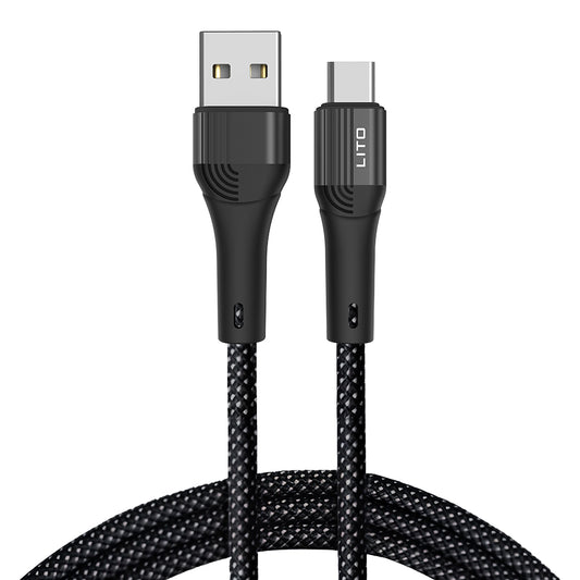 Cable de Datos y Carga USB-A - USB-C Lito LD14, 60W, 1m, Negro
