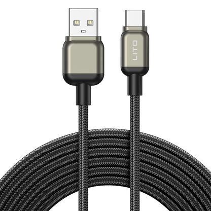 Cable de Datos y Carga USB-A - USB-C Lito LD17, 18W, 1m, Negro