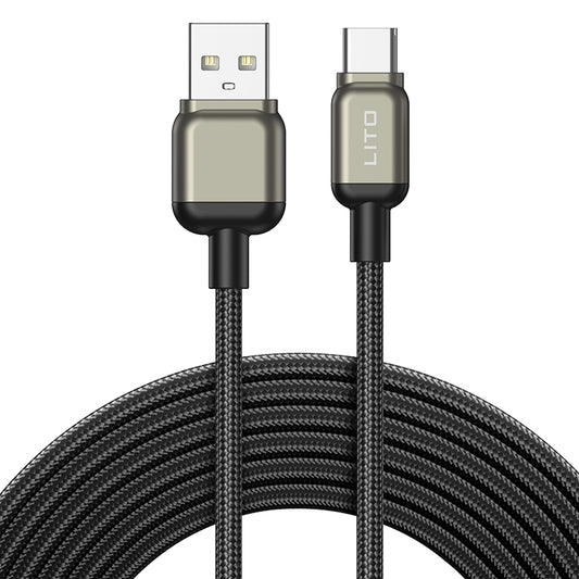 Cable de Datos y Carga USB-A - USB-C Lito LD17, 18W, 1m, Negro