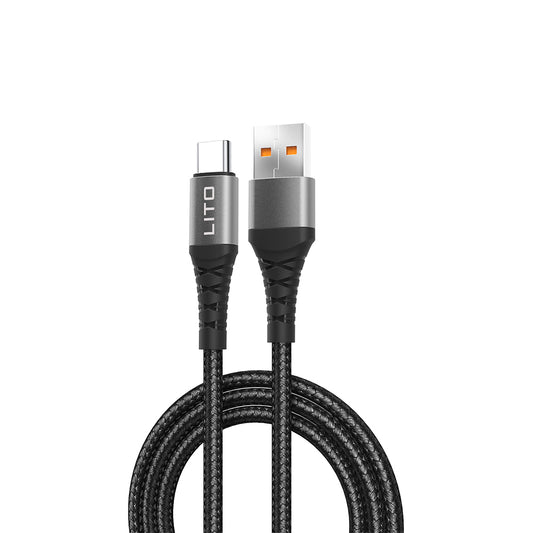 USB-A to USB-C Data and Charging Cable Lito LD22T, 18W, 2m, Black